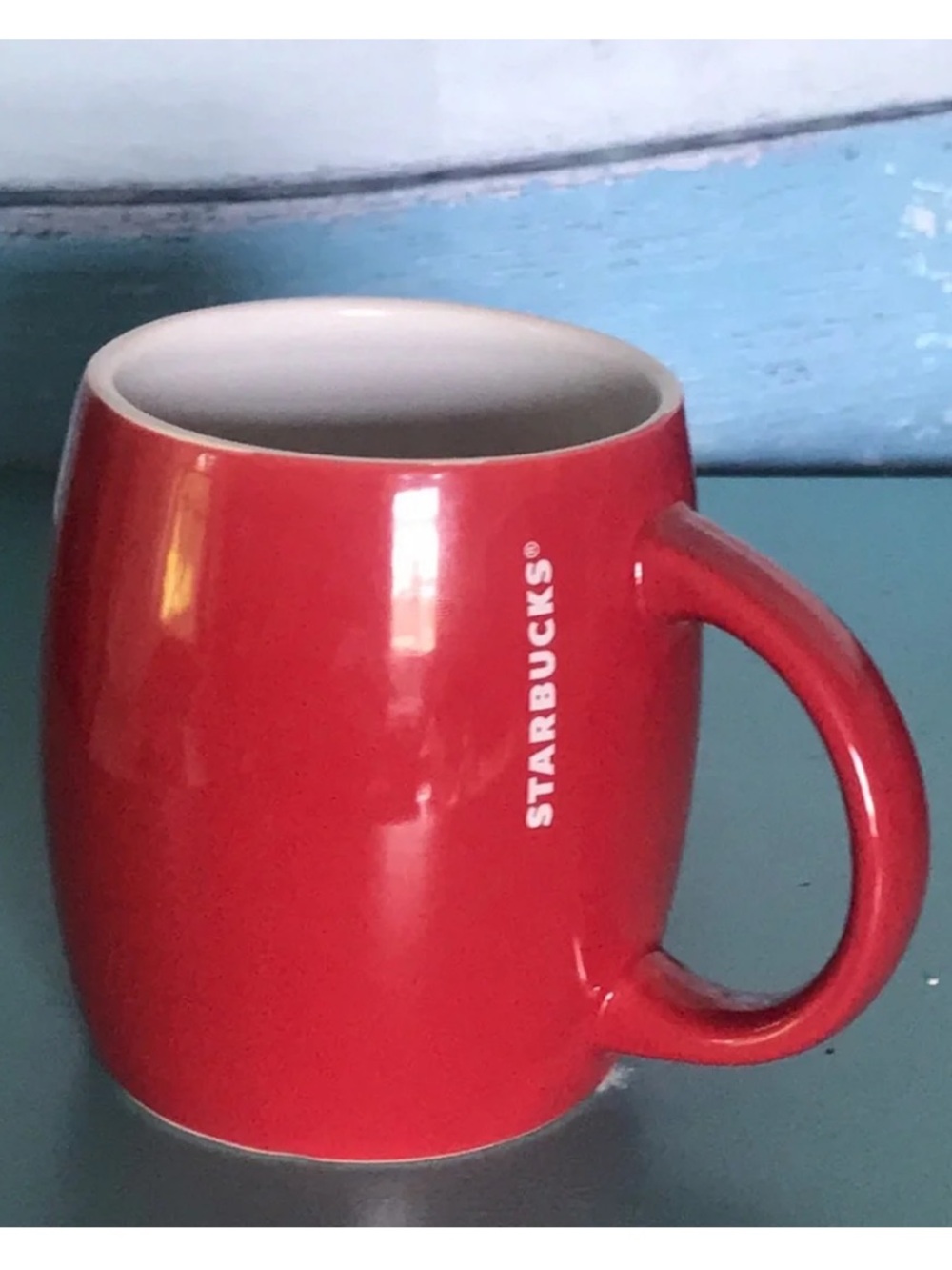 Starbucks Red Ceramic 14oz Mug with White Interior